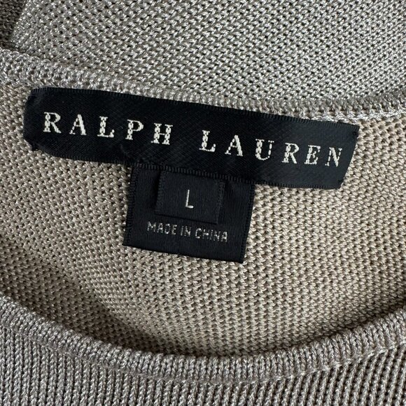 Ralph Lauren Black Label Top Womens Large Silk Blend Metallic Gold TP-3273 - Picture 5 of 8
